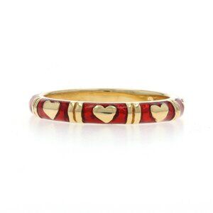 Hidalgo Red Enamel Heart Band - Yellow Gold 18k Love SZ 6 1/2 Eternity Ring